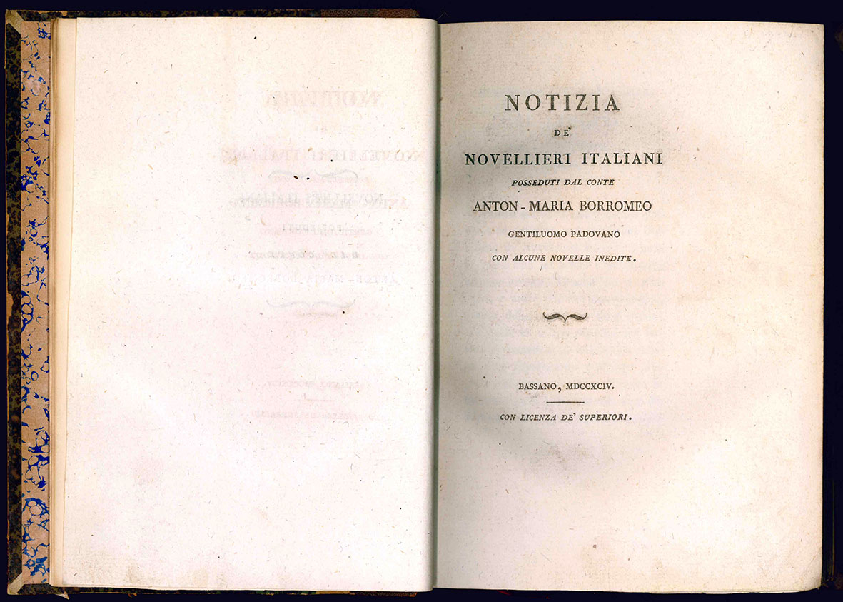 Notizia de' Novellieri Italiani posseduti dal conte Anton Maria Borromeo …