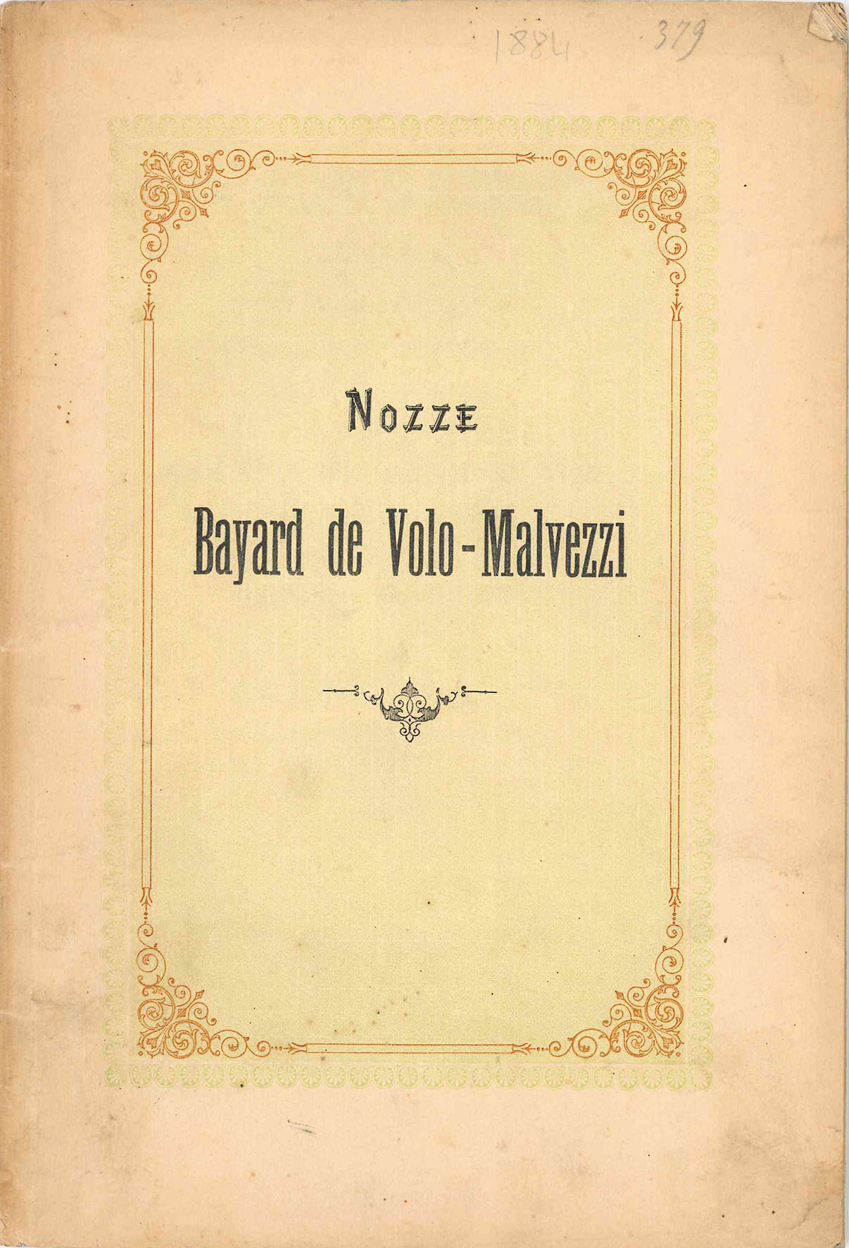 Nozze Bayard de Volo - Malvezzi. Vani sistemi di cosmogonia.