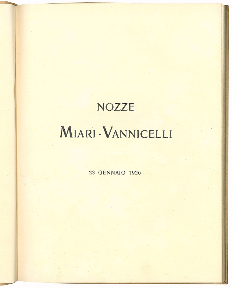 Nozze Miari - Vannicelli. 20 Gennaio 1926.