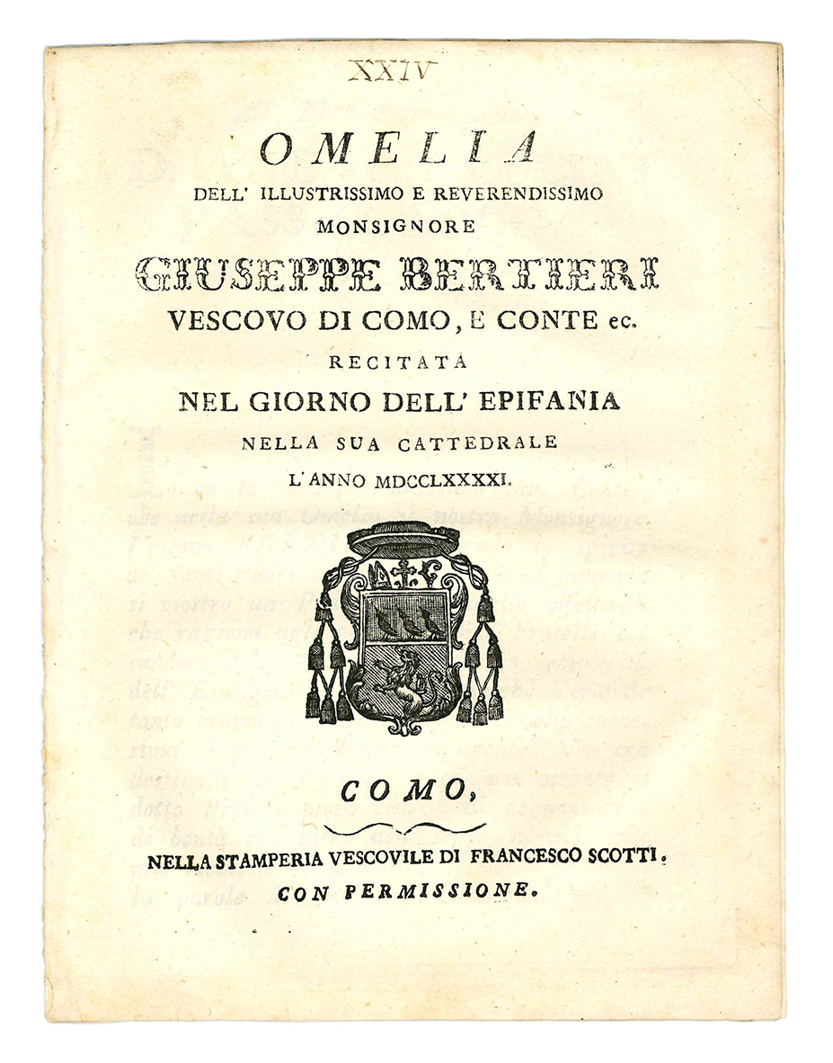 Omelia dell'Illustrissimo e Reverendissimo Monsignore Giuseppe Bertierii Vescovo di Como, …