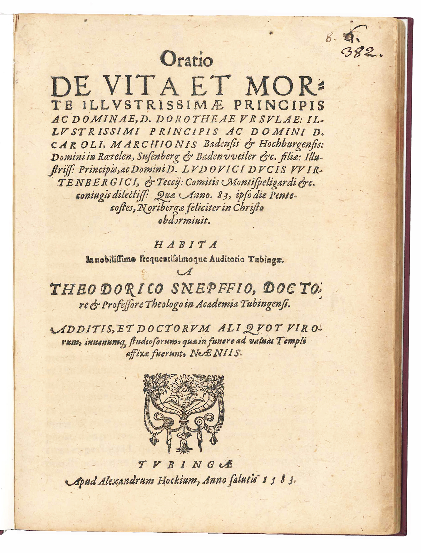 Oratio de vita et morte Illustrissimae Principis ac Dominae Dorotheae …