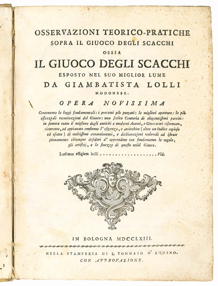 Osservazioni teorico-pratiche sopra il giuoco degli scacchi, ossia Il giuoco …