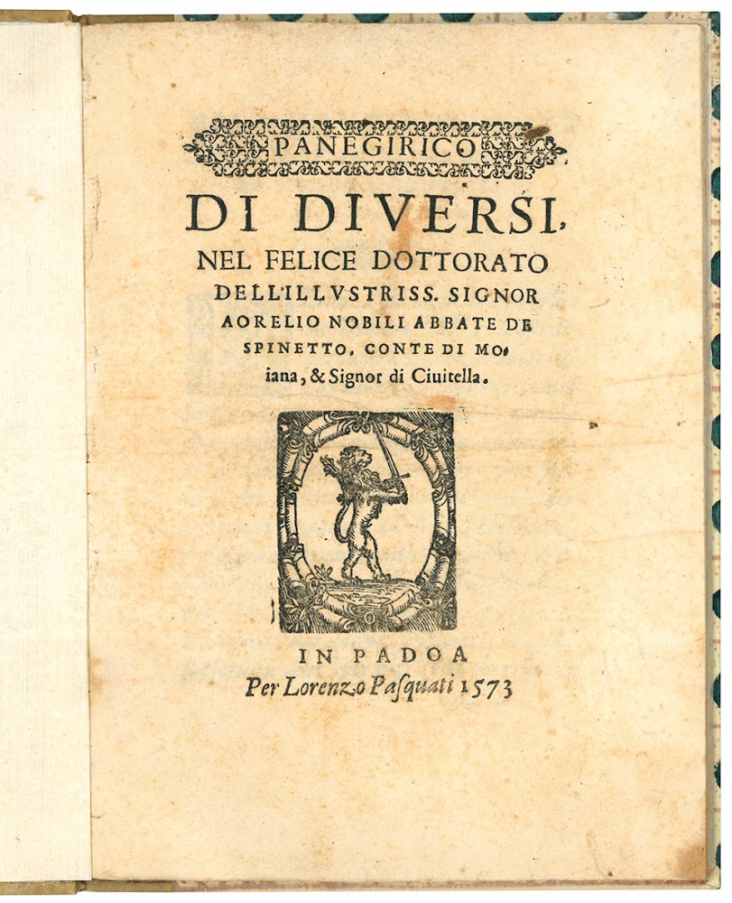Panegirico di diversi, nel felice dottorato dell'Illustriss. Signor Aorelio Nobili …