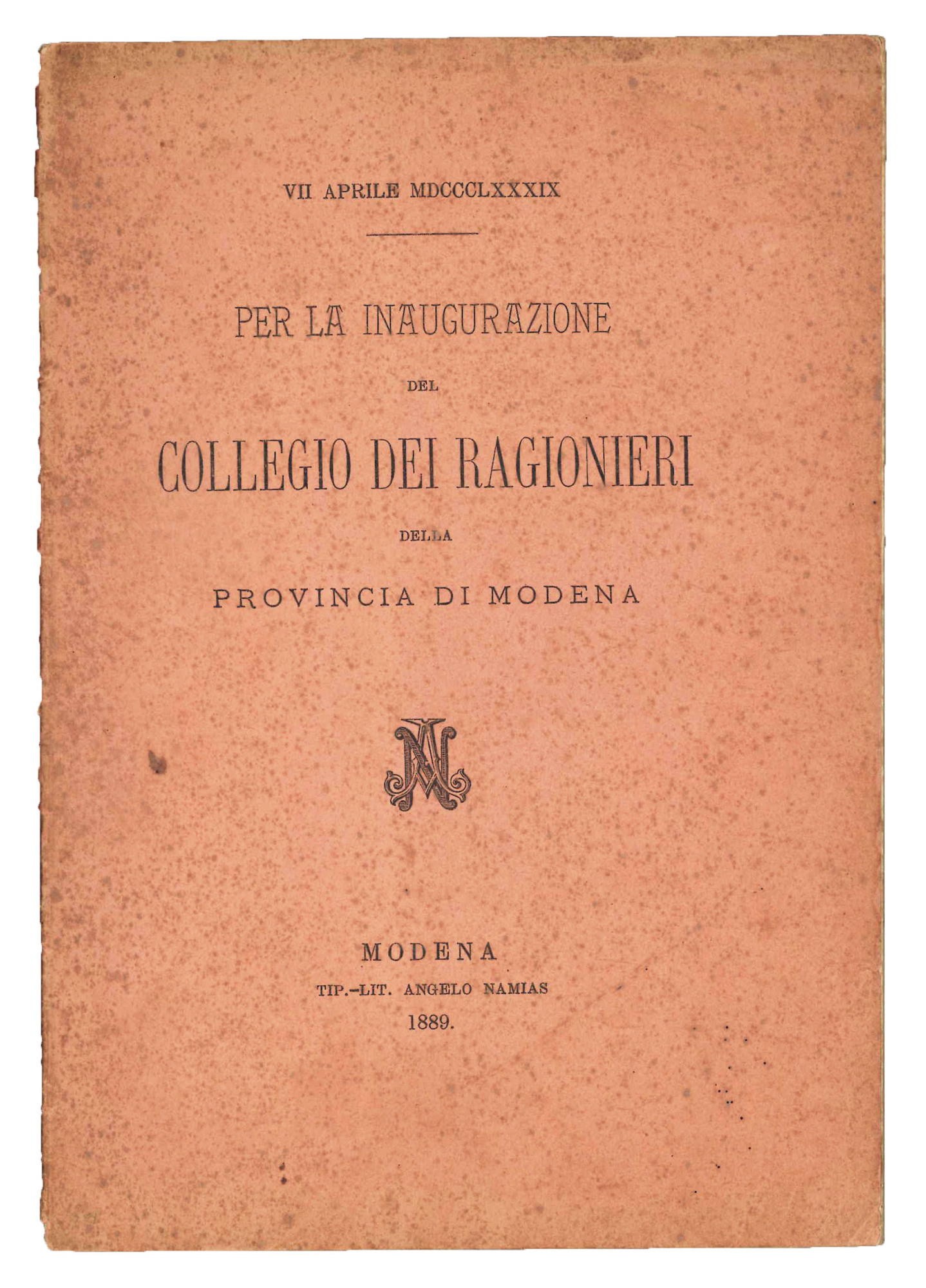 Per la inaugurazione del collegio dei Ragionieri della provincia di …