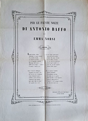 Per le faustissime nozze di Antonio Baffo ed Emma Norsi.