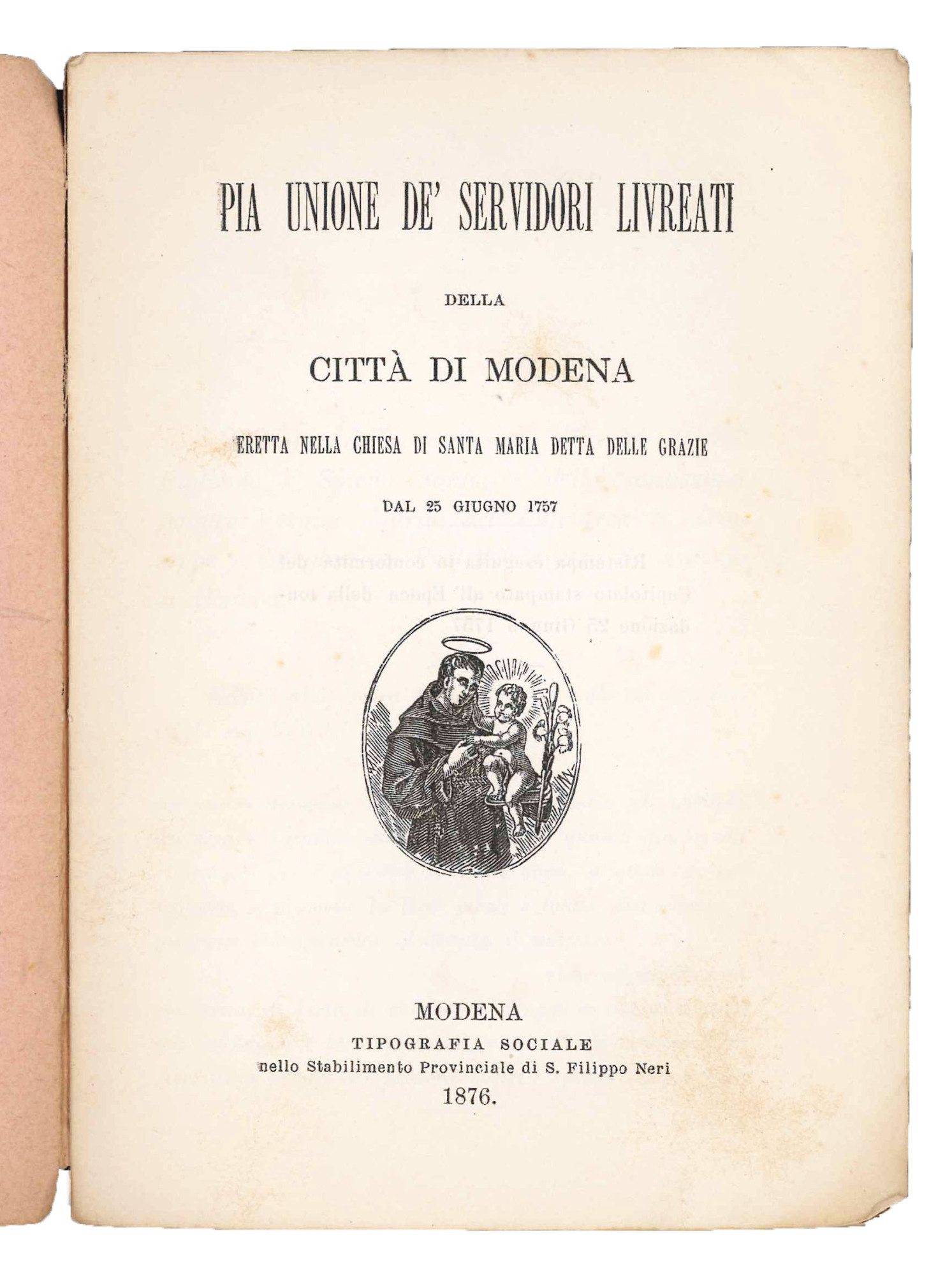 Pia unione de' servidori livreati della Città di Modena eretta …