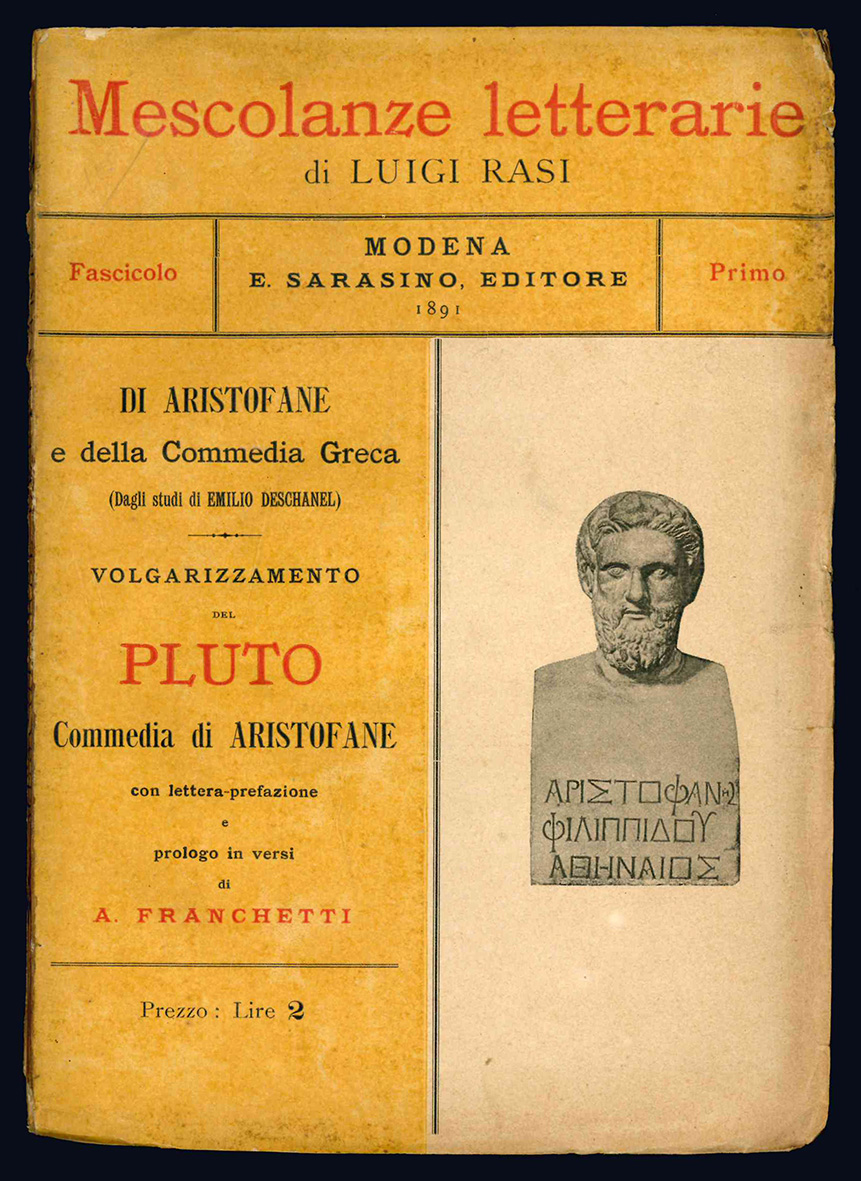 Pluto. Commedia di Aristofane. Volgarizzamento di Luigi Rasi. Lettera e …