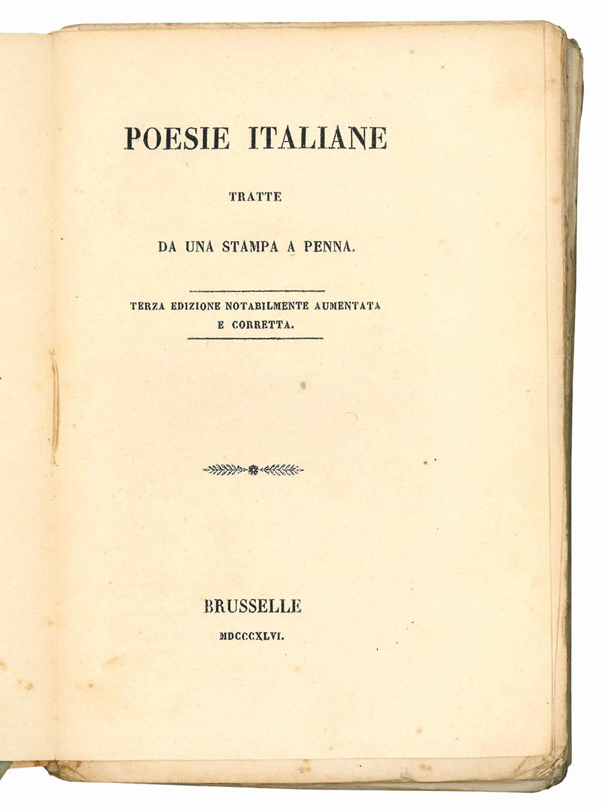 Poesie italiane tratte da una stampa a penna. Terza ediizione …