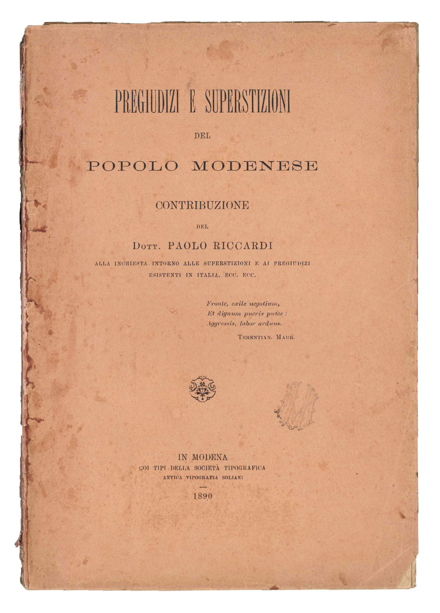 Pregiudizi e superstizioni del popolo modenese.
