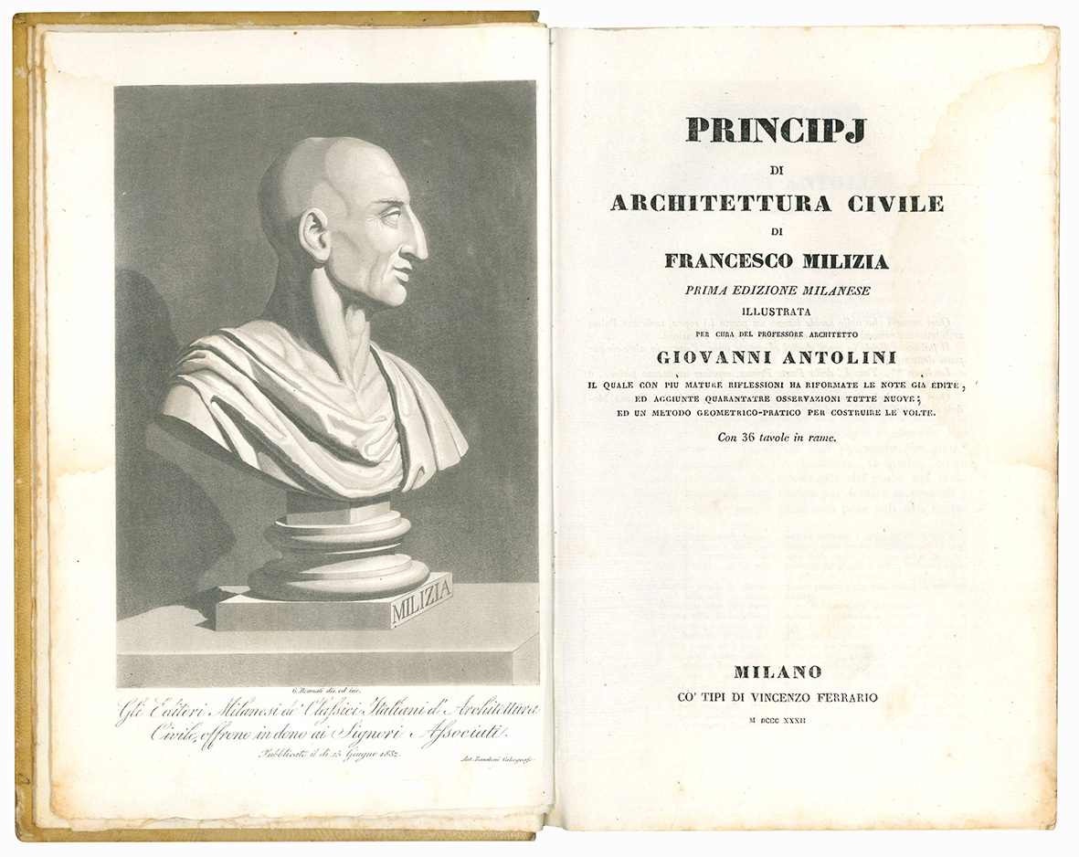 Principj di architettura civile di Francesco Milizia. Prima edizione milanese …