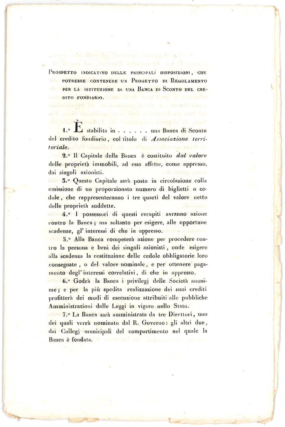 Prospetto indicativo delle principali disposizioni, che potrebbe contenere un progetto …