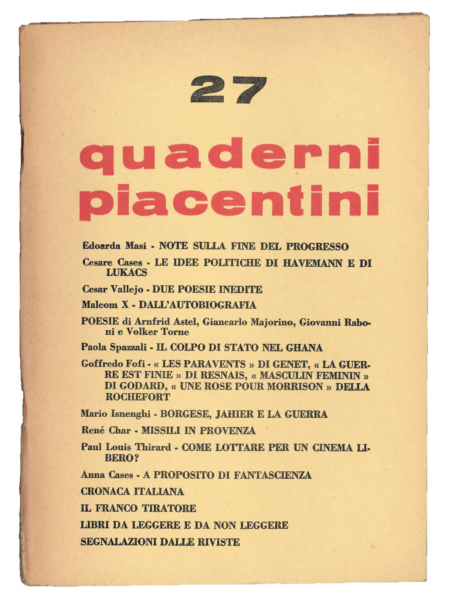 Quaderni piacentini nr. 27.