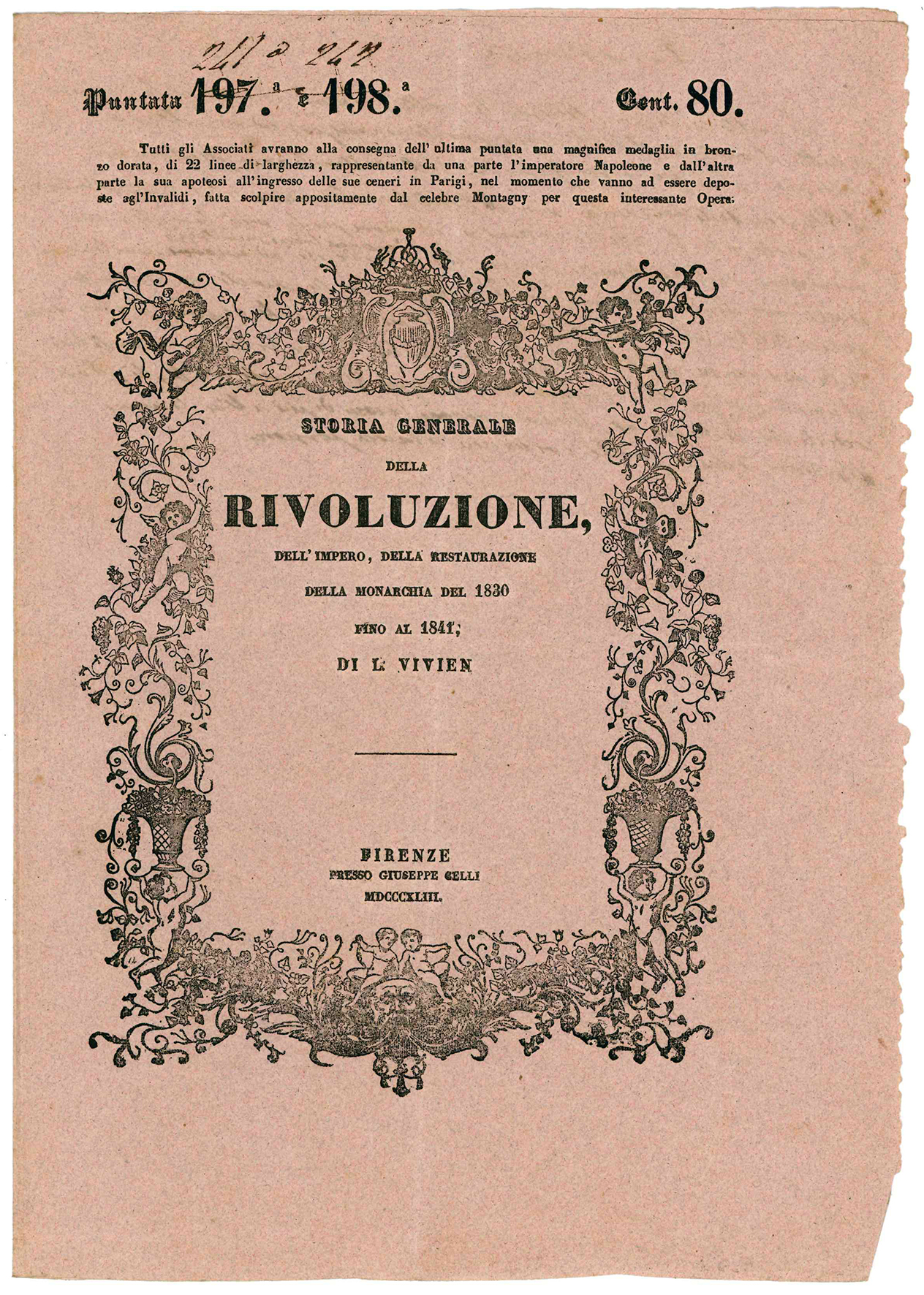 Raccolta di tre avvisi editoriali italiani dell'Ottocento