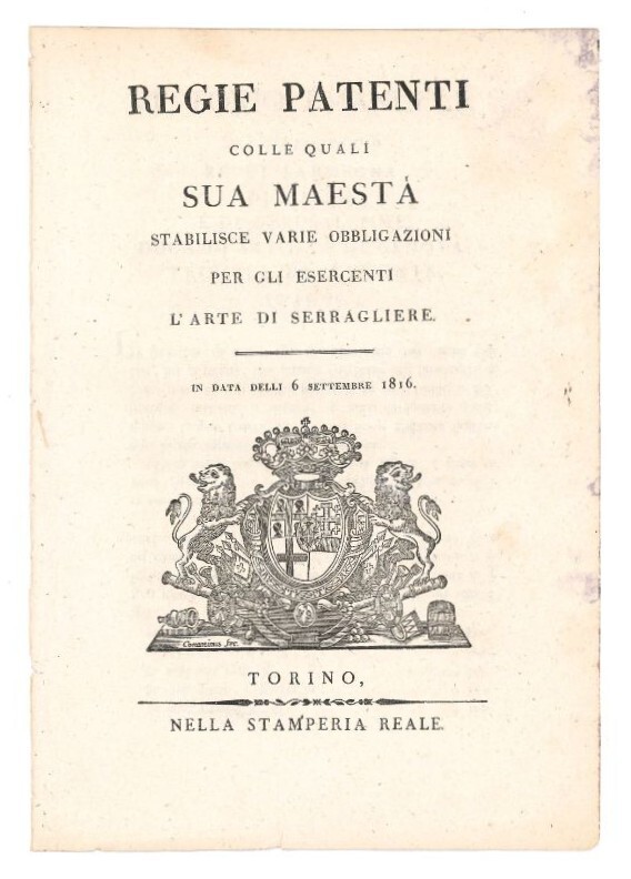 Regie patenti colle quali sua maestà stabilisce varie obbligazioni per …