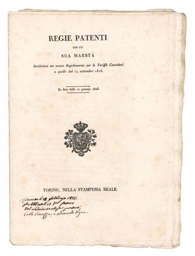 Regie patenti con cui sua maestà sostituisce un nuovo Regolamento …