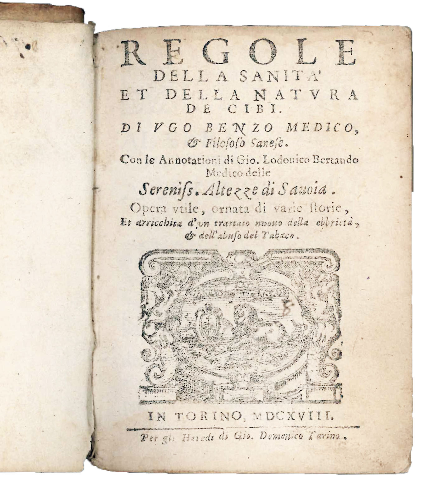 Regole della sanità et della natura de cibi. Di Ugo …