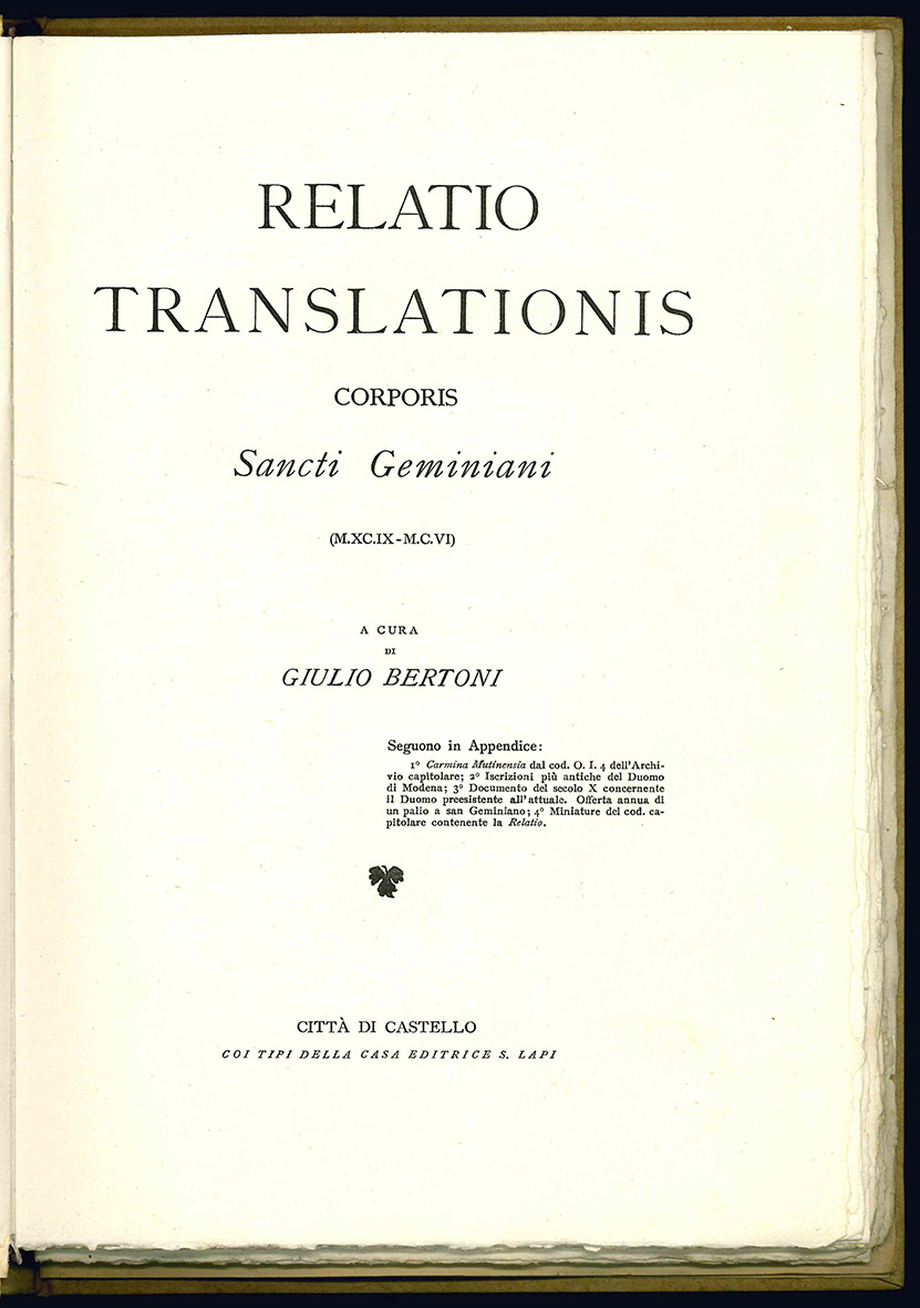 Relatio translationis corporis Sancti Geminiani (M.XC.IX-M.C.VI).