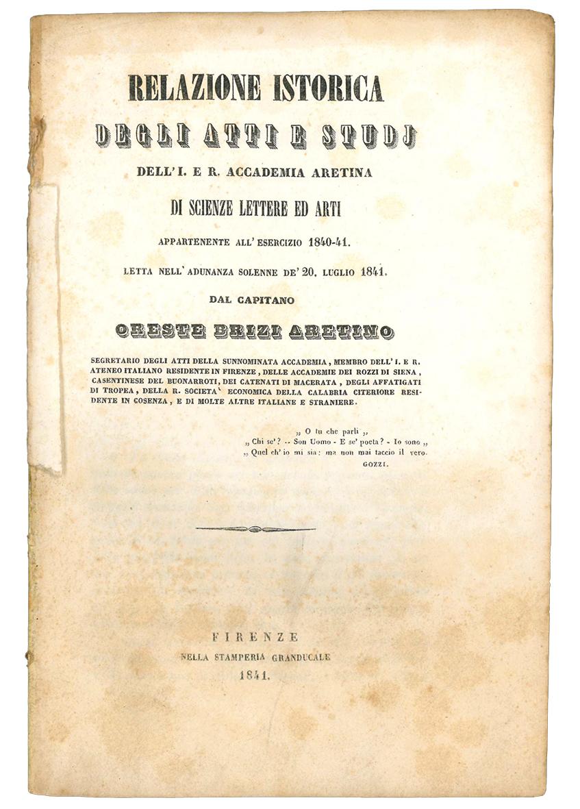 Relazione istorica degli atti e degli studj dell' I. e …
