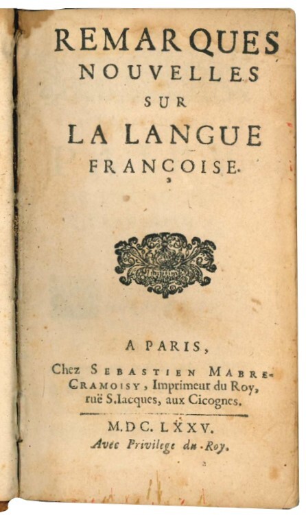 Remarques nouvelles sur la langue françoise