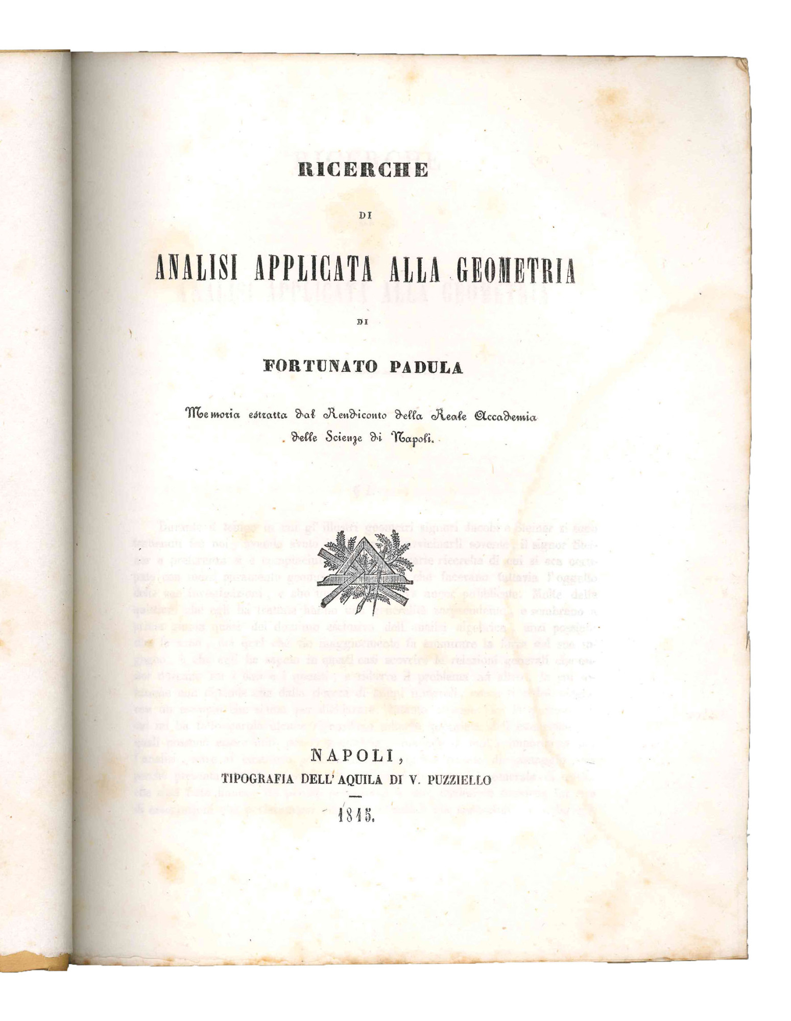 Ricerche di analisi applicata alla geometria.