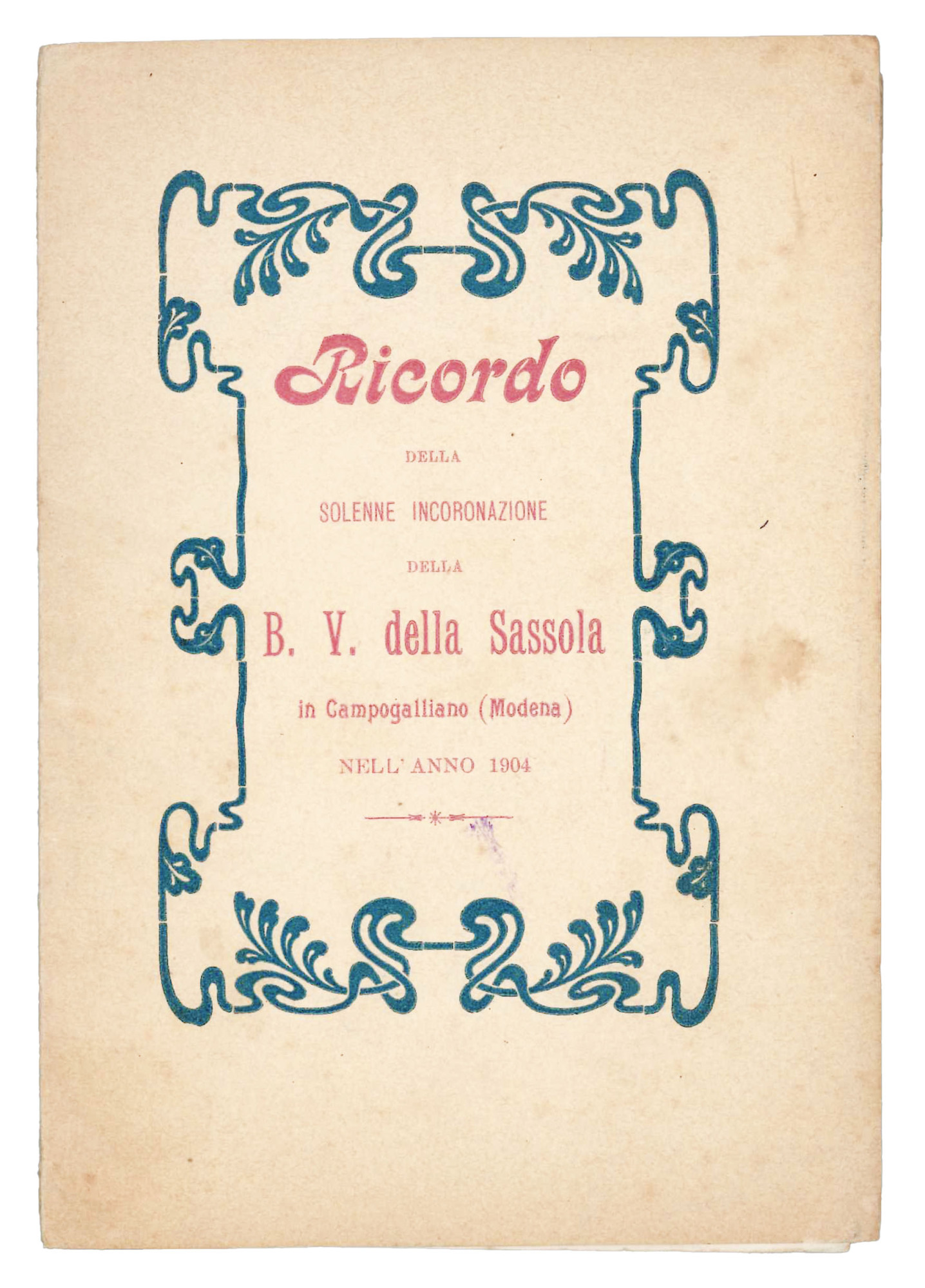 Ricordo della solenne incoronazione della B. V. della Sassola in …