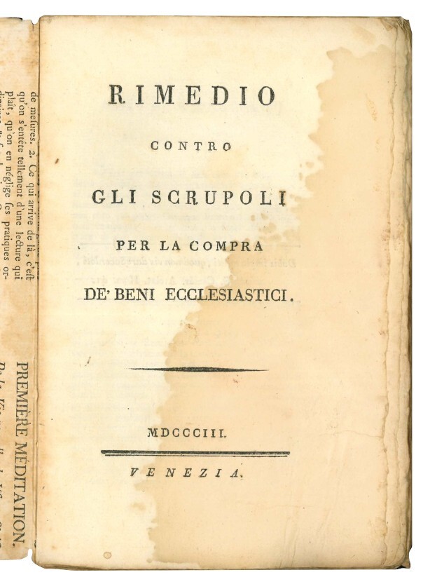 Rimedio contro gli scrupoli per la compra de' beni ecclesiastici.