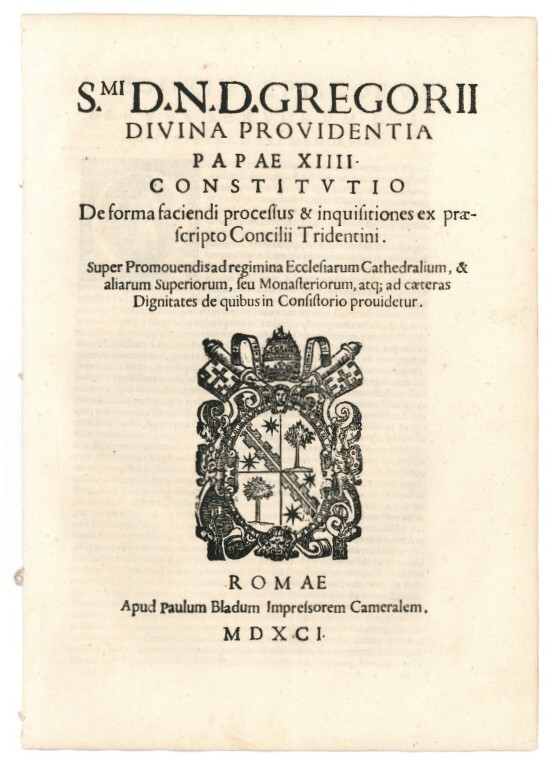 S.mi D.N.D. Gregorii divina providentia papae XIIII Constitutio de forma …