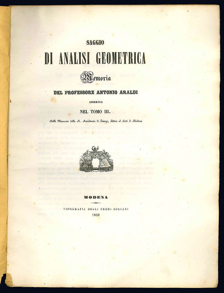 Saggio di analisi geometrica. Memoria del professore Antonio Araldi inserita …