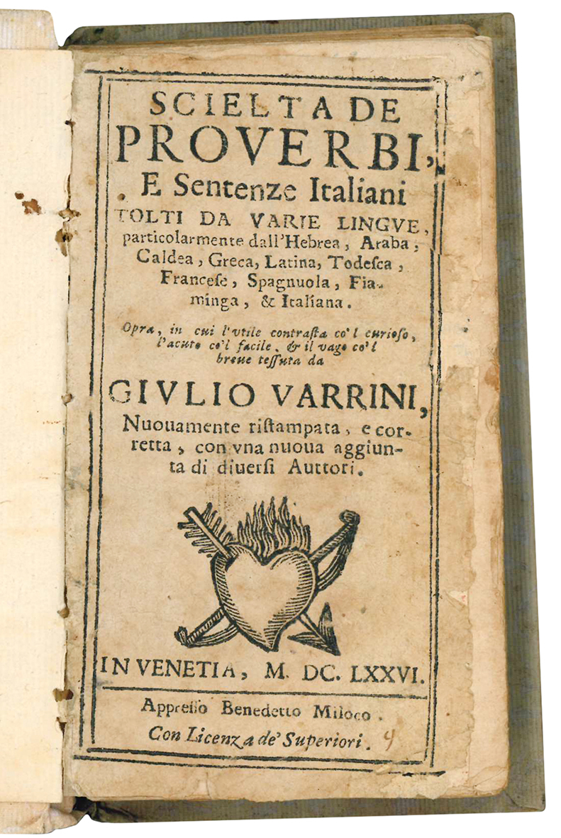Scielta de proverbi, e sentenze italiani tolti da varie lingue …