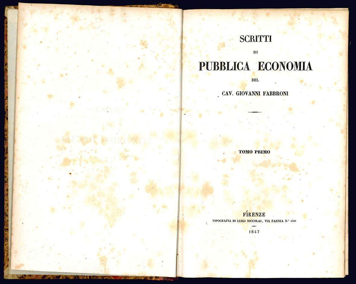Scritti di pubblica economia del cav. Giovanni Fabbroni.