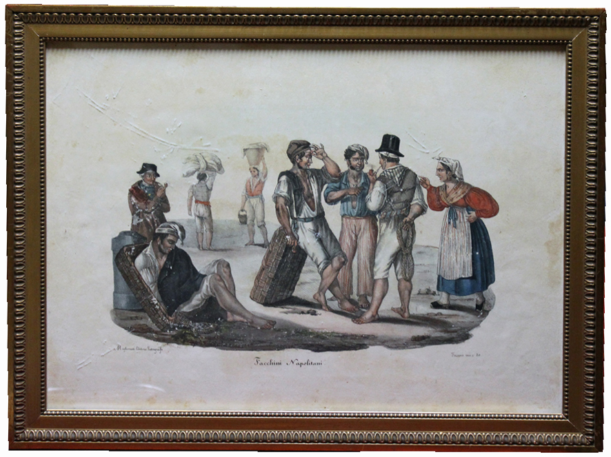 Serie di 4 grandi scene di vita napoletana di metà …