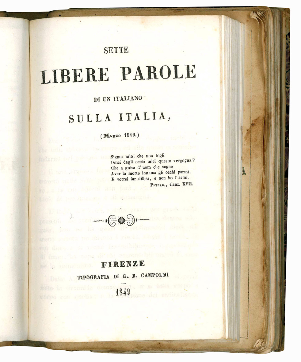 Sette libere parole di un italiano sulla Italia (Marzo 1849).