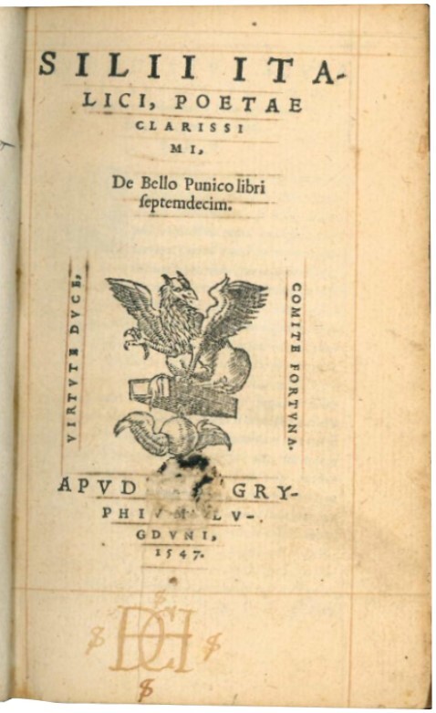 Silii Italici, poetae Clarissi MI, De bello Punico libri septemdecim.