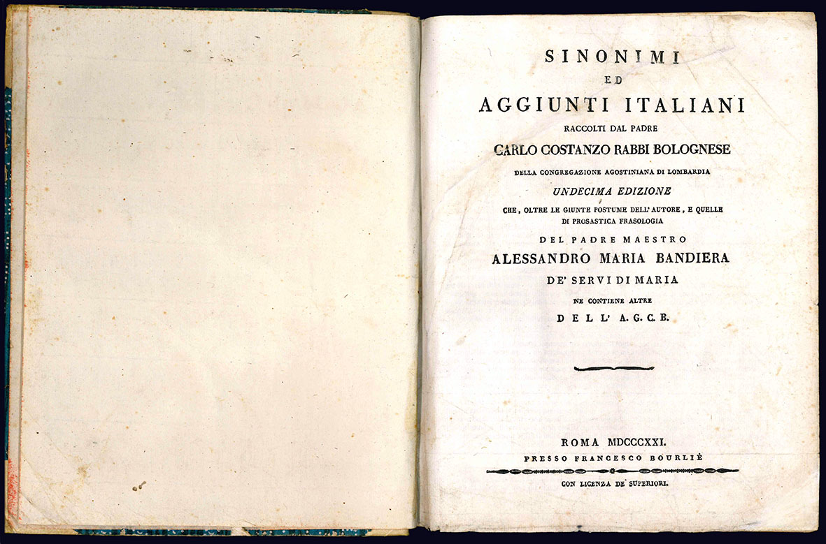 Sinonimi ed aggiunti italiani raccolti dal padre Carlo Costanzo Rabbi …