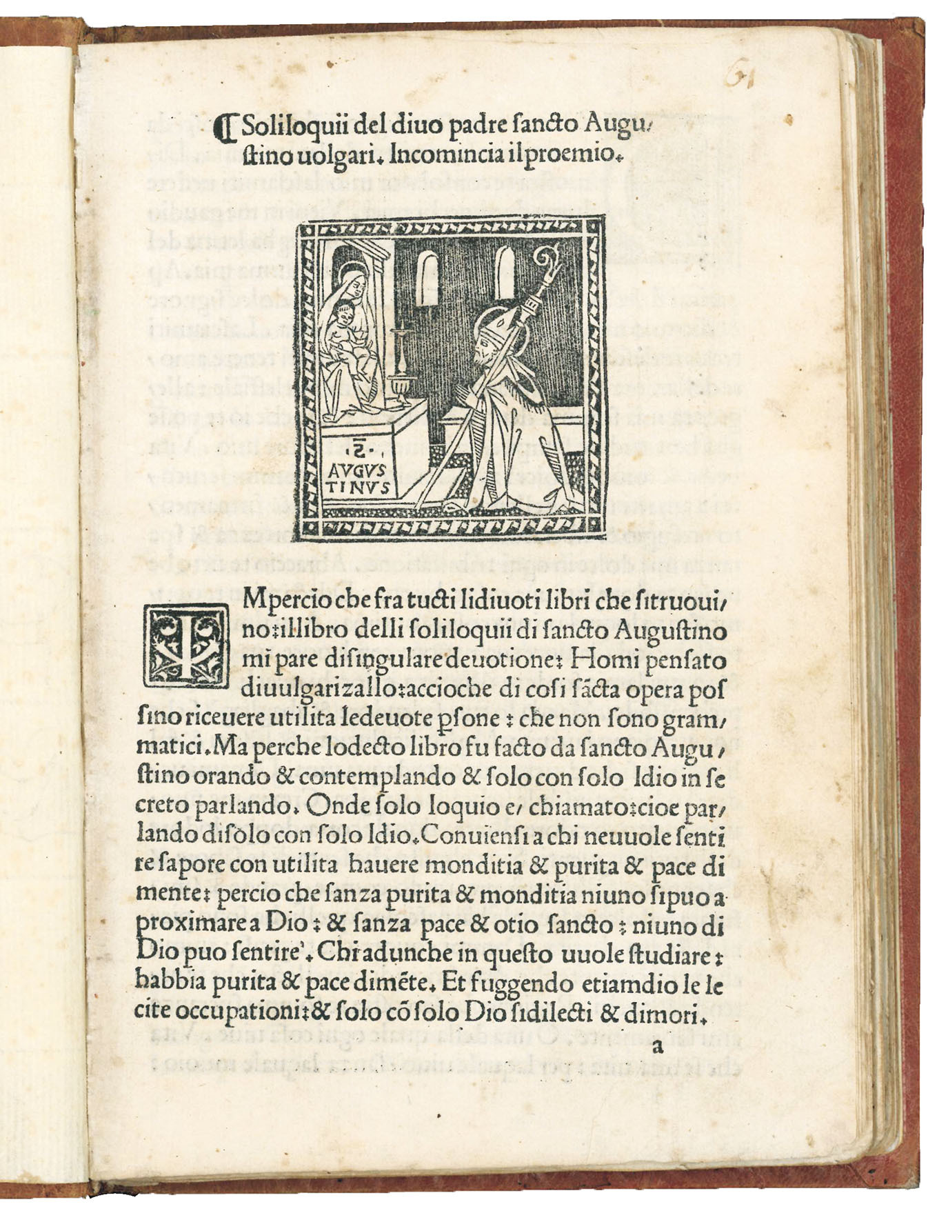 Soliloquii del Divo Padre Sancto Augustino volgari. Colophon: Impresso in …