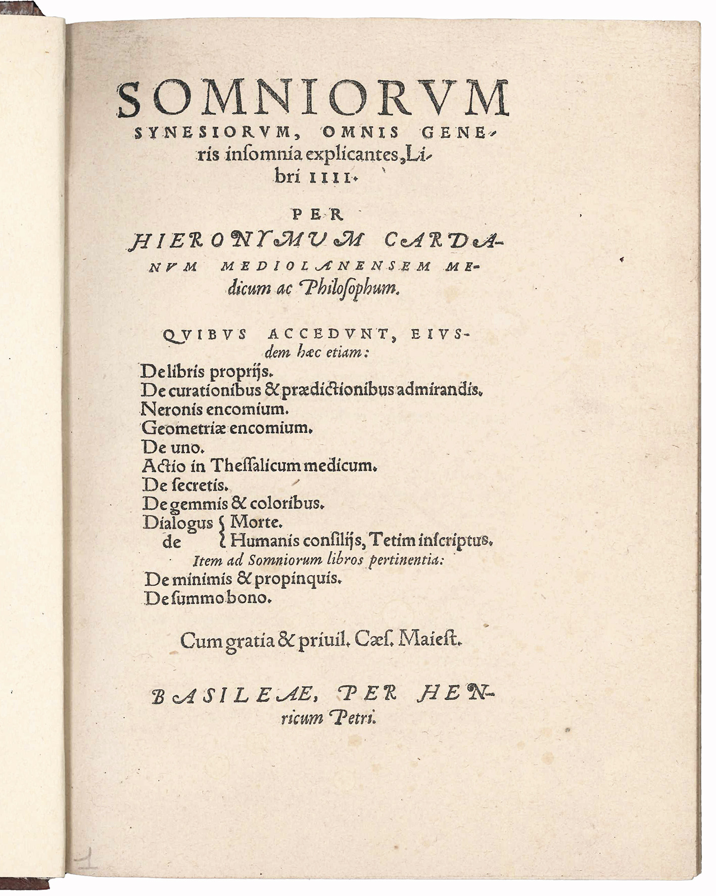 Somniorum synesiorum, omnis generis insomnia explicantes, libri IIII. Per Hieronymum …