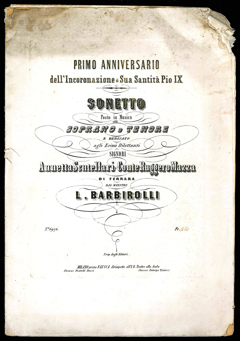 Sonetto posto in musica per soprano o tenore e dedicato …
