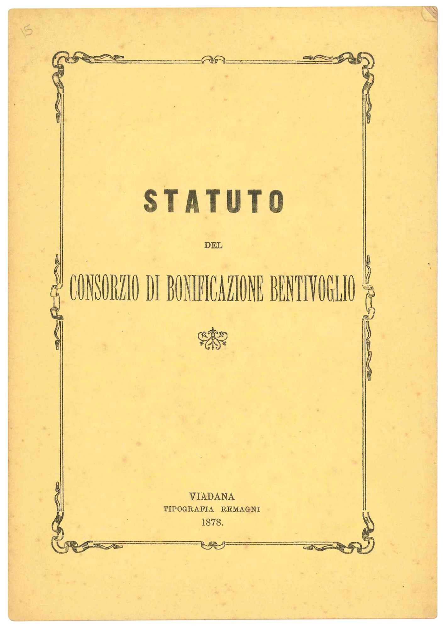 Statuto del consorzio di bonificazione Bentivoglio.