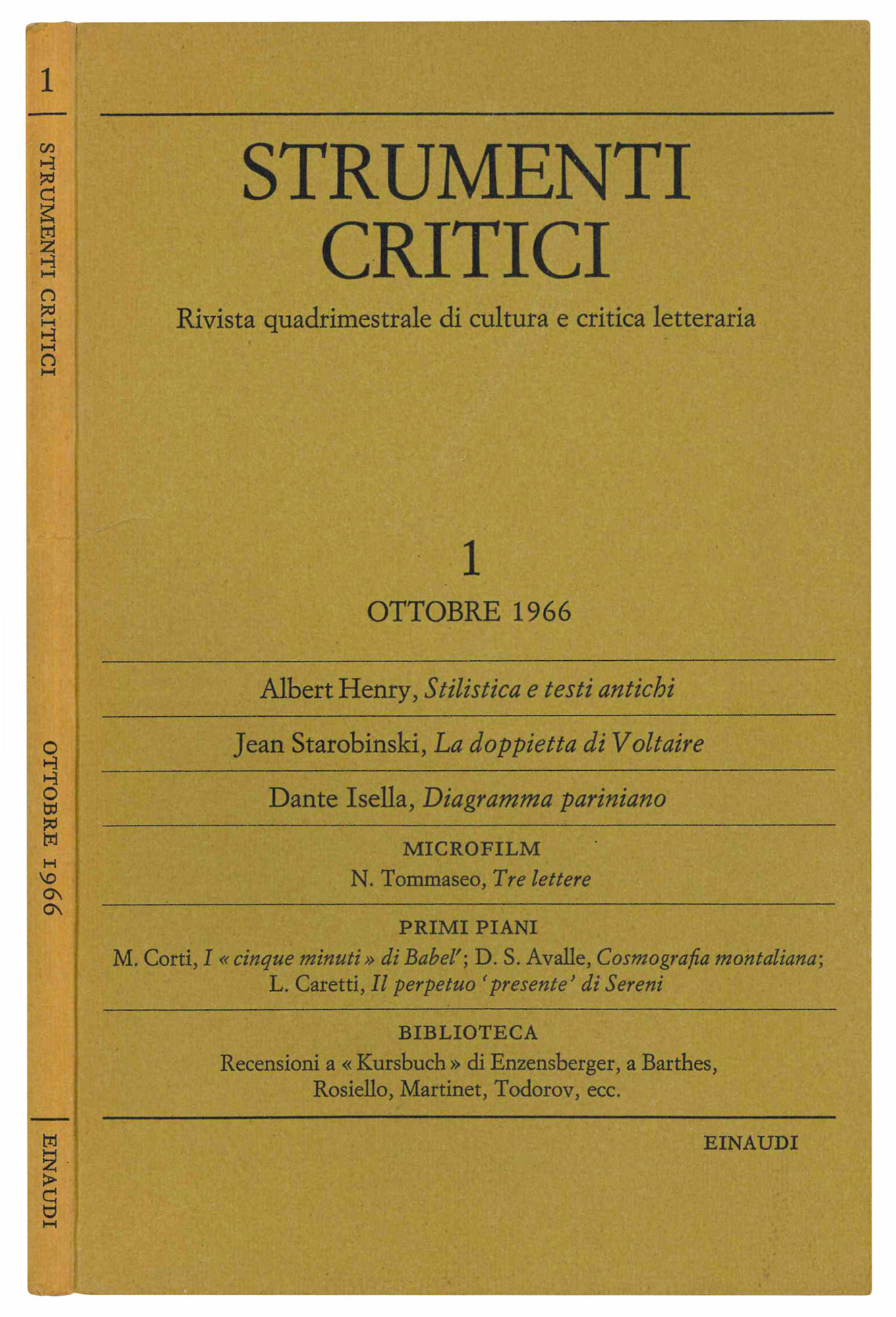 Strumenti critici. Rivista quadrimestrale di cultura e critica letterario. Anno …