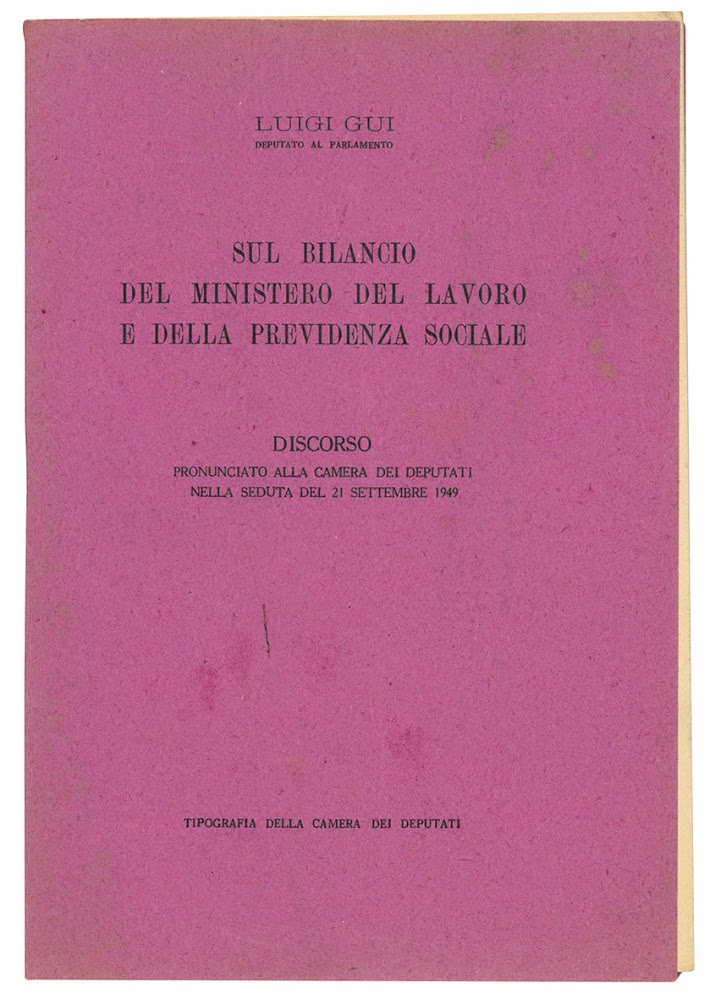 Sul bilancio del Ministero del Lavoro e della Previdenza Sociale. …