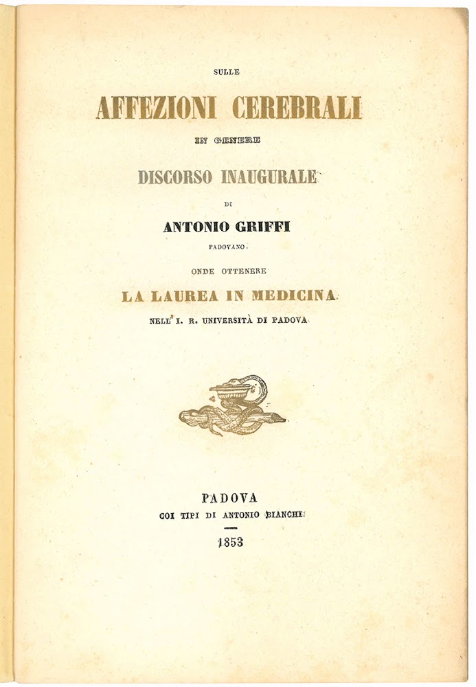 Sulle affezioni cerebrali in genere. Discorso inaugurale di Antonio Griffi …