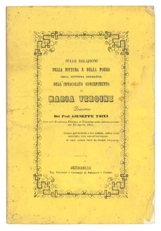 Sulle relazioni della pittura e della poesia colla sentenza dogmatica …