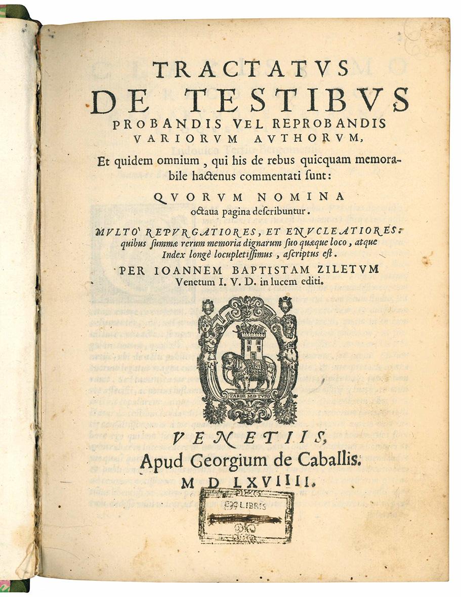 Tractatus de testibus probandis vel reprobandis variorum authorum, Et quidem …