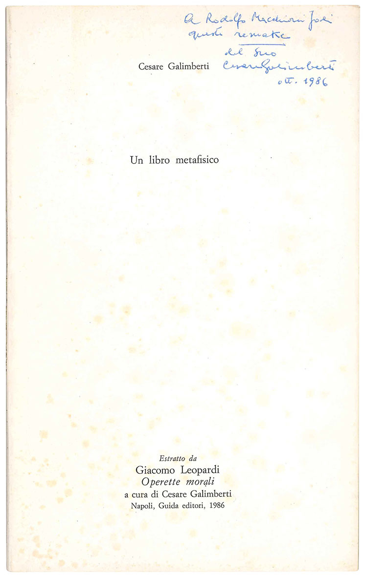 Un libro metafisico.