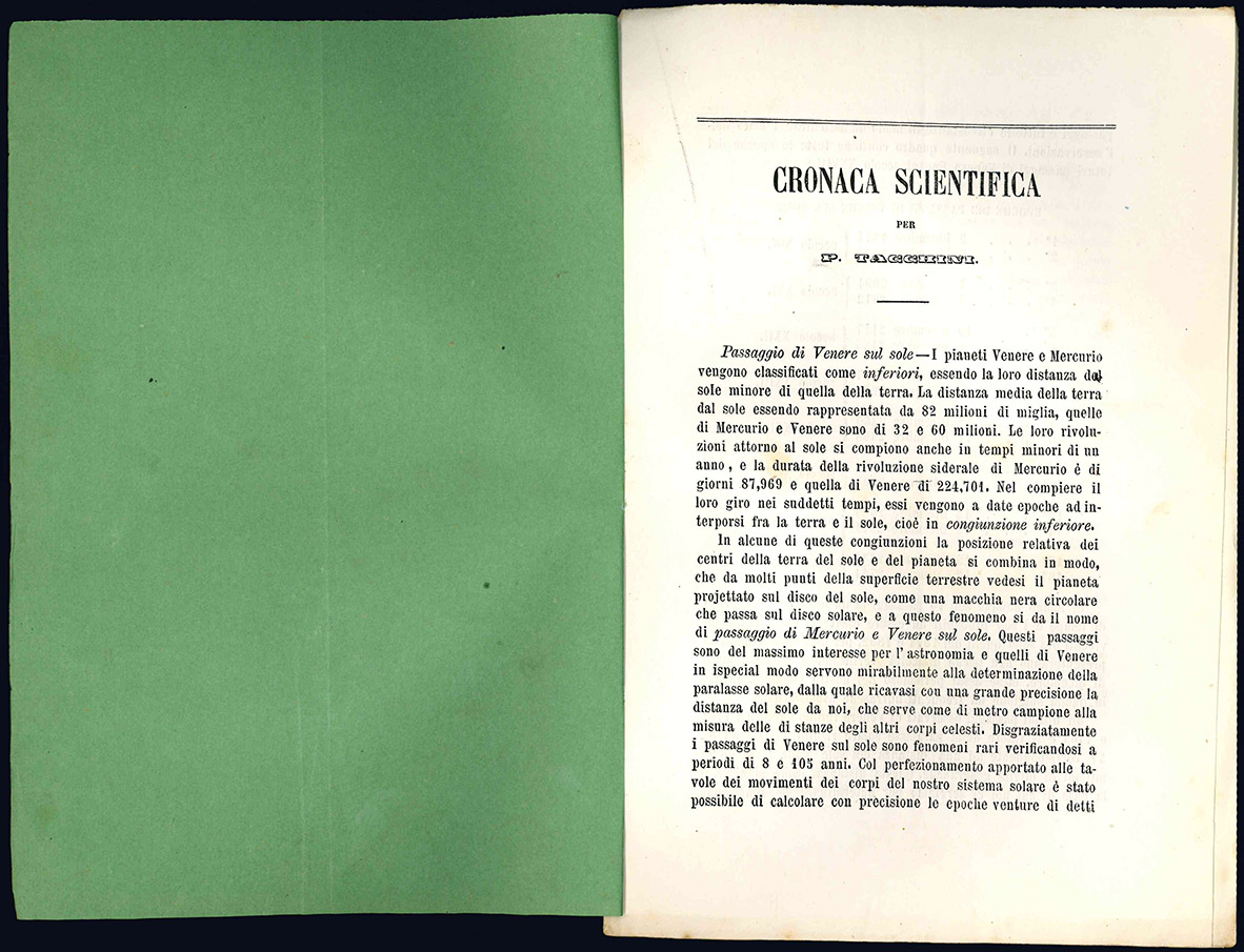 Undici opuscoli, tutti stampati a Palermo, che riportano osservazioni astronomiche …