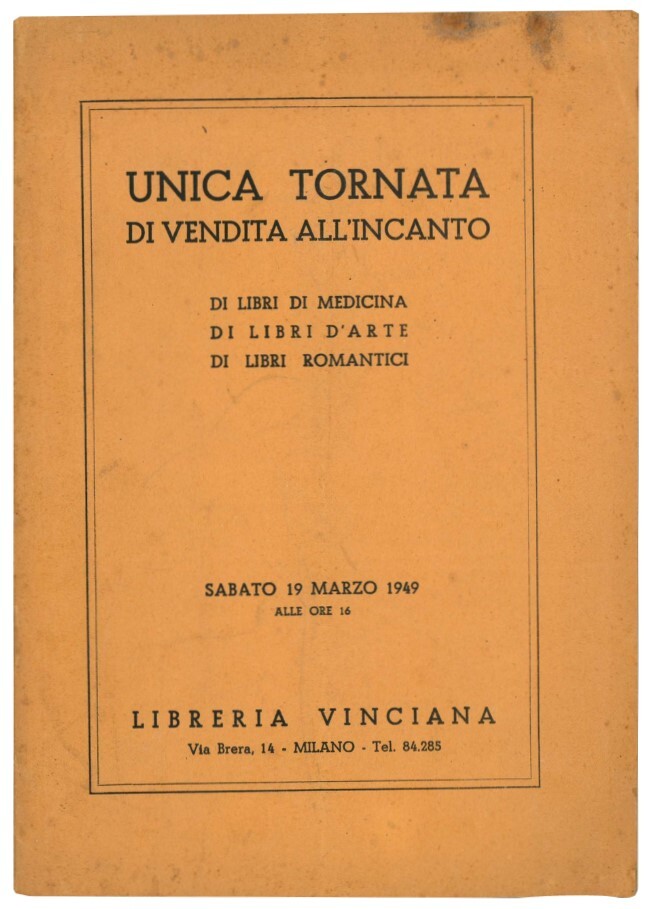 Unica tornata di vendita all'incanto di libri di medicina, di …