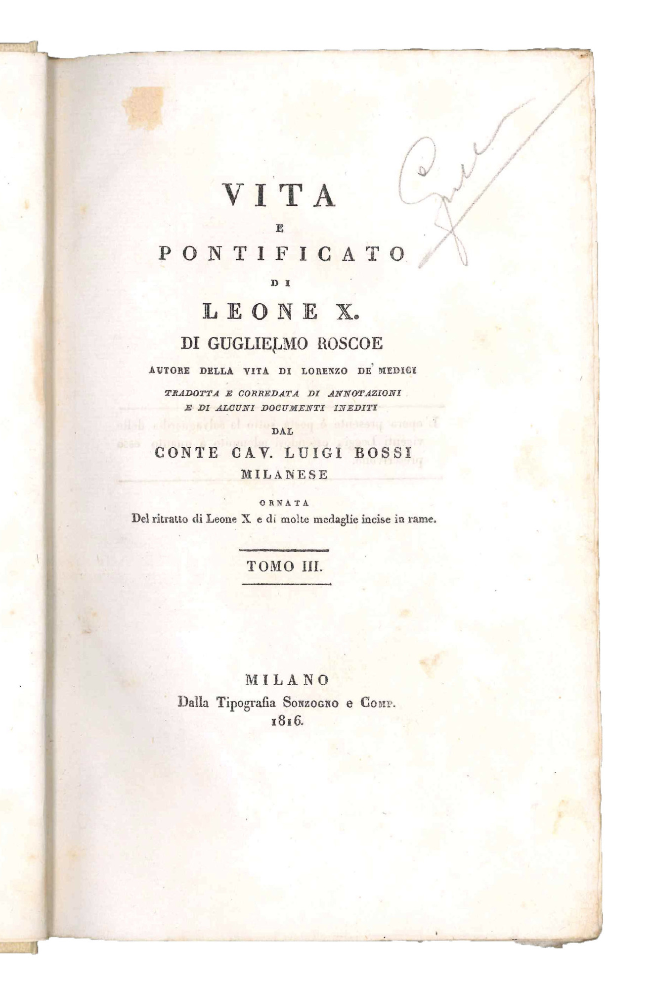 Vita e pontificato di Leone X di Guglielmo Roscoe autore …
