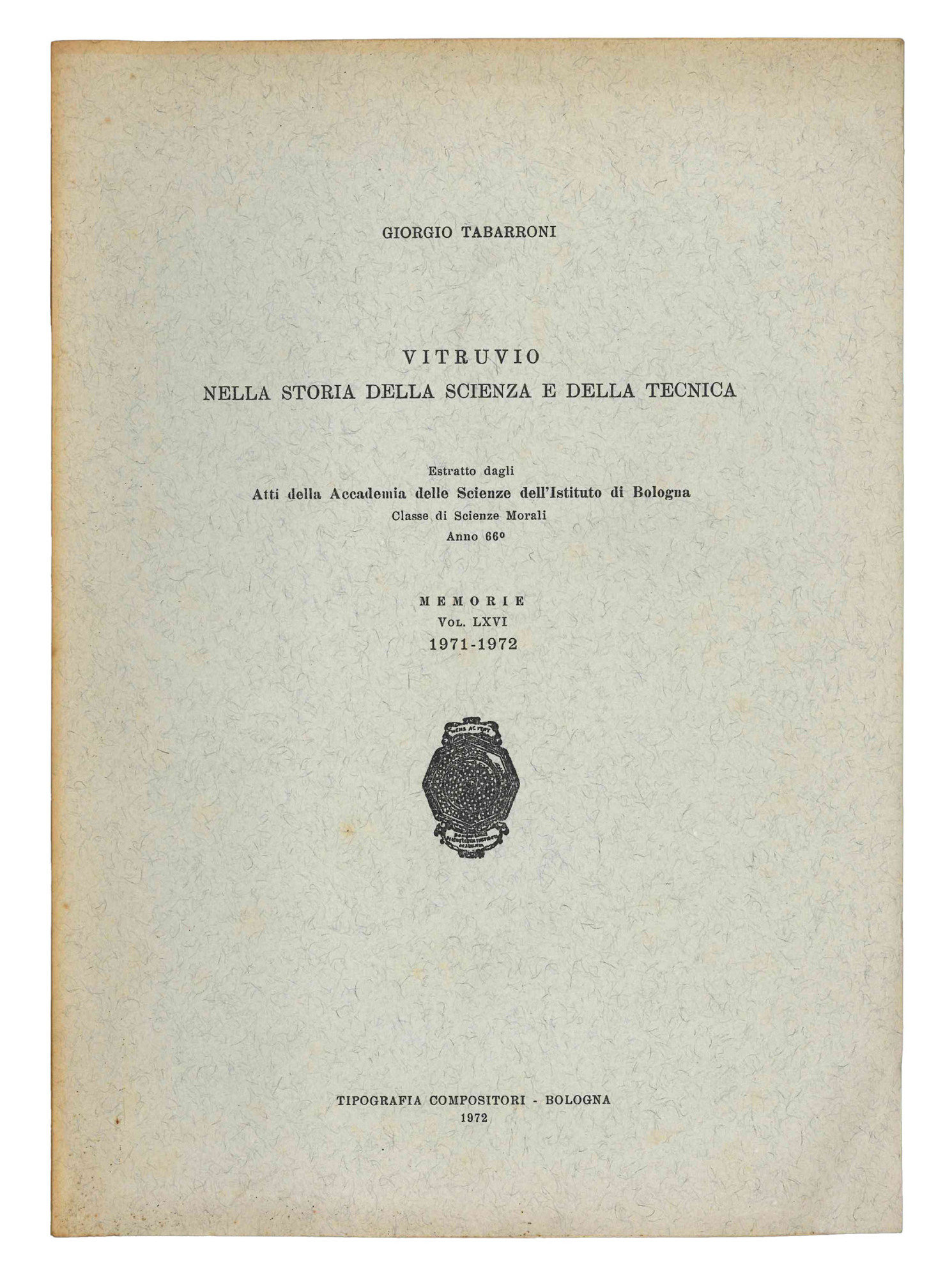 Vitruvio nella storia della scienza e della tecnica.