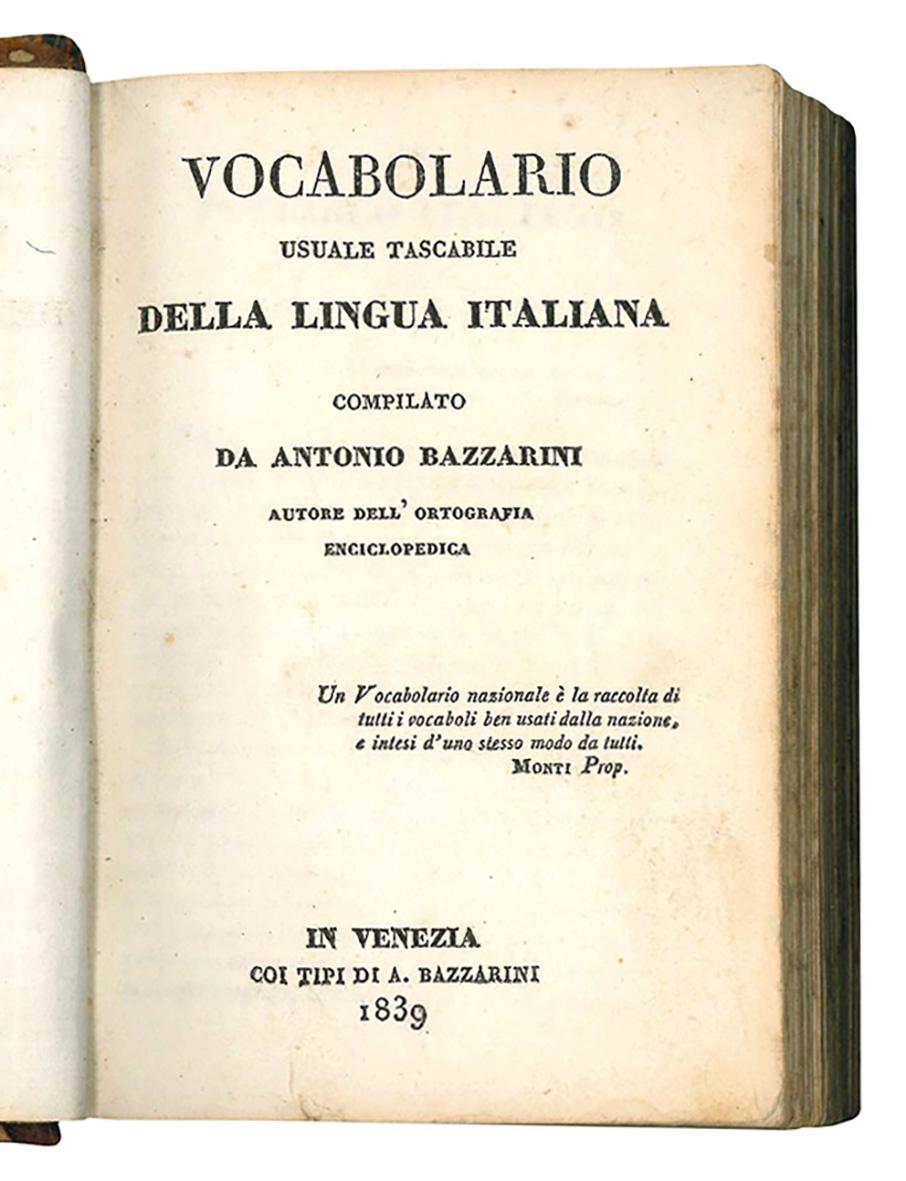 Vocabolario usuale tascabile della lingua italiana compilato da Antonio Bazzarini …