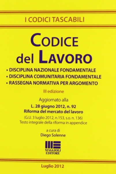 Codice Lavoro 2012 Tascabile